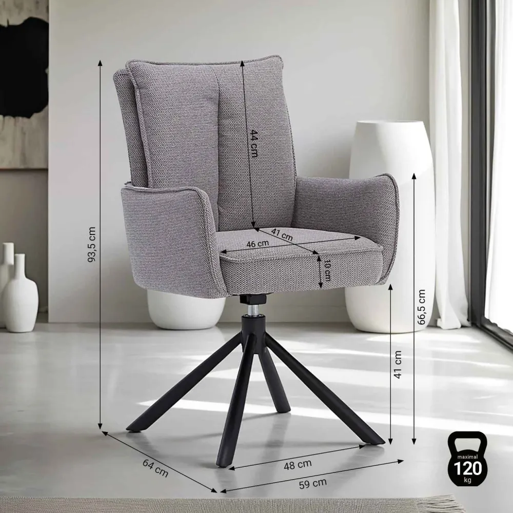 Esstisch mit 4 Stühlen Set Essgruppe Polsterstühle Drehbar Grau 200x100 cm Metall Braun Schwarz