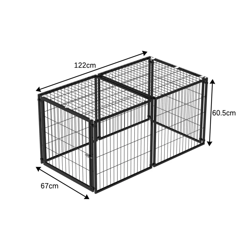 Basics Modulare Hundebox 120x60x60 cm, Hundekäfig mit Sicherheitsdeckel, Rostschutz-Stahl, PVC-Ablage, Flexible Tür, Indoo...