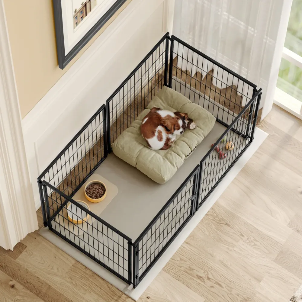 Basics Modulare Hundebox 120x60x60 cm, Hundekäfig mit Sicherheitsdeckel, Rostschutz-Stahl, PVC-Ablage, Flexible Tür, Indoo...