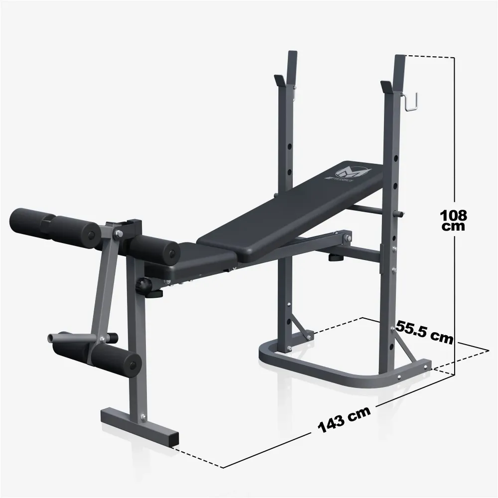 Schrägbank E-Series mit Ablage inkl, Beinstrecker