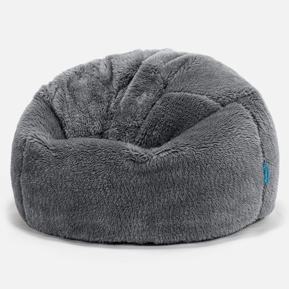 Klassicher Kindersessel Sitzsack 1-5 jahren - Teddy Kunstfell Dunkelgrau