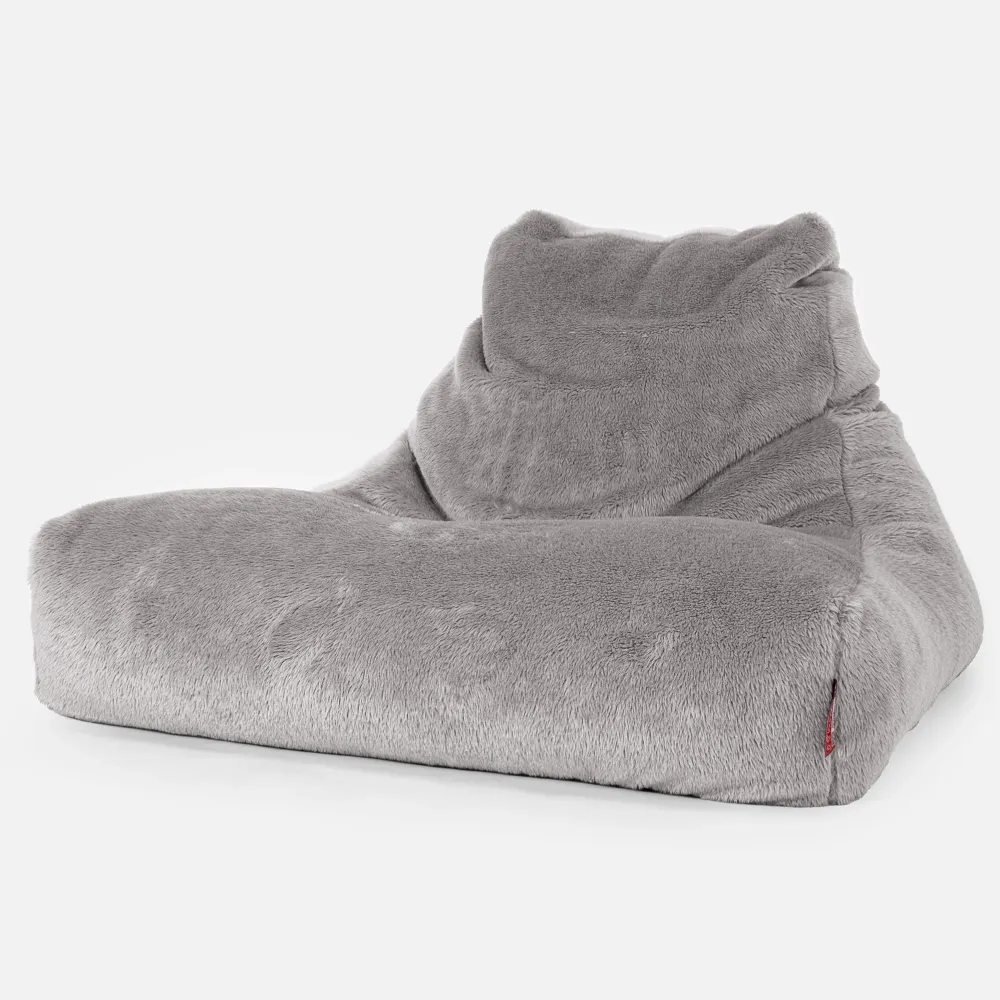 Riesen Sitzsack Lounge Sessel - Teddy Kunstfell Mittelgrau