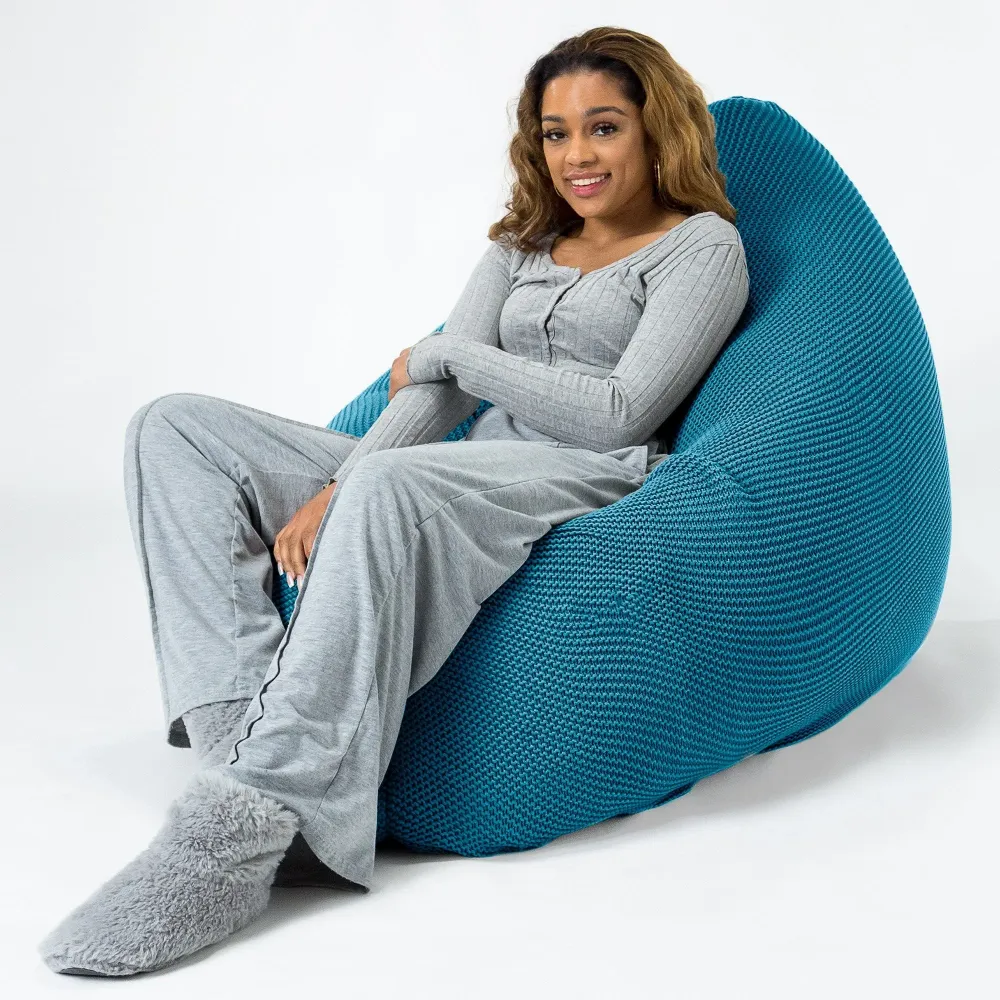 Sitzsack XXL - Ellos Grobgestrickt Türkis