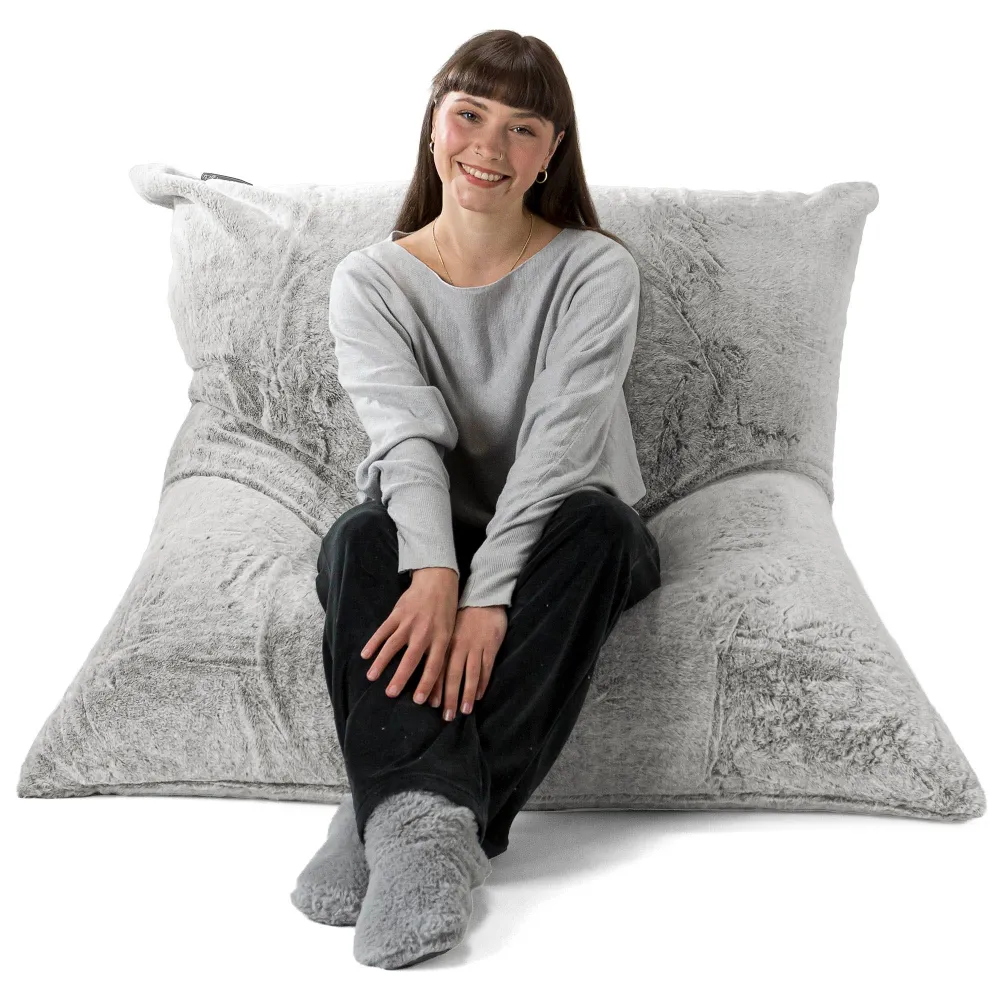 Sitzsack XXL - Kaninchen Kunstfell Hellgrau