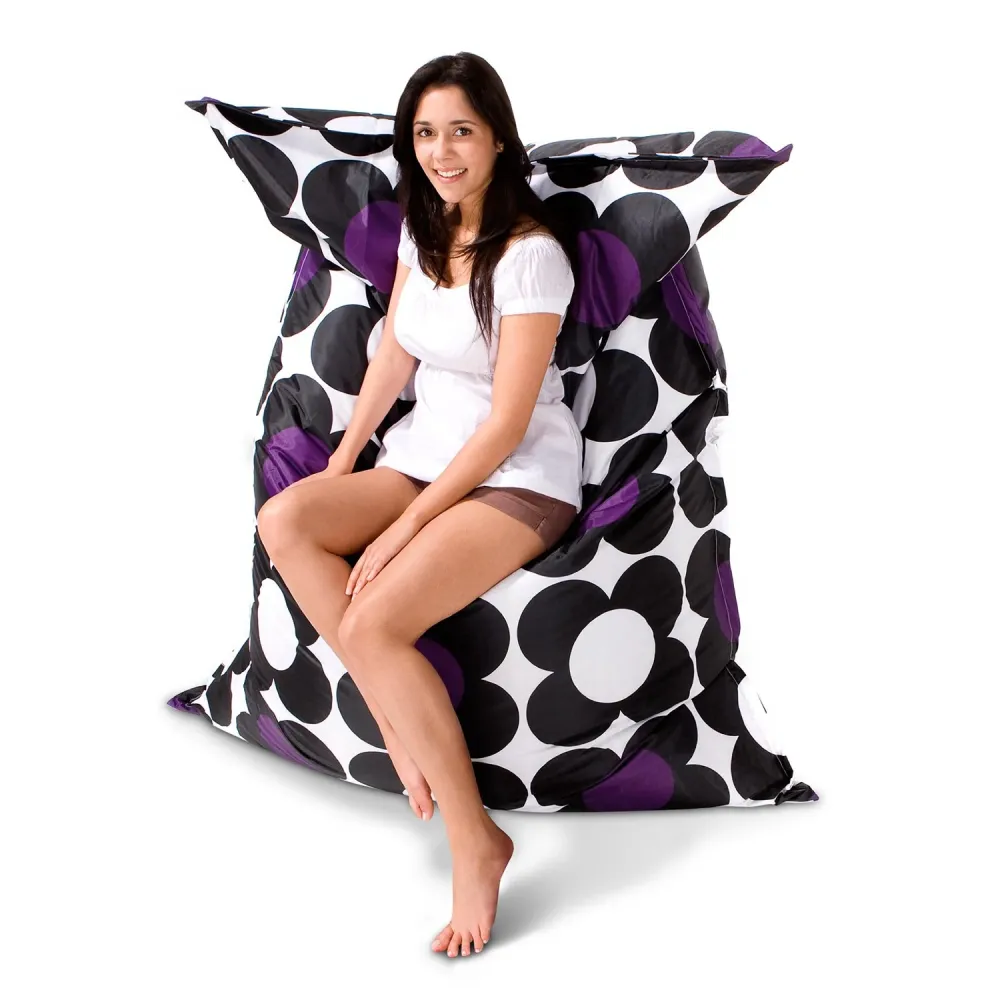 Smoothy Sitzsack - Sitzkissen Nightflower - Schwarz-Violett