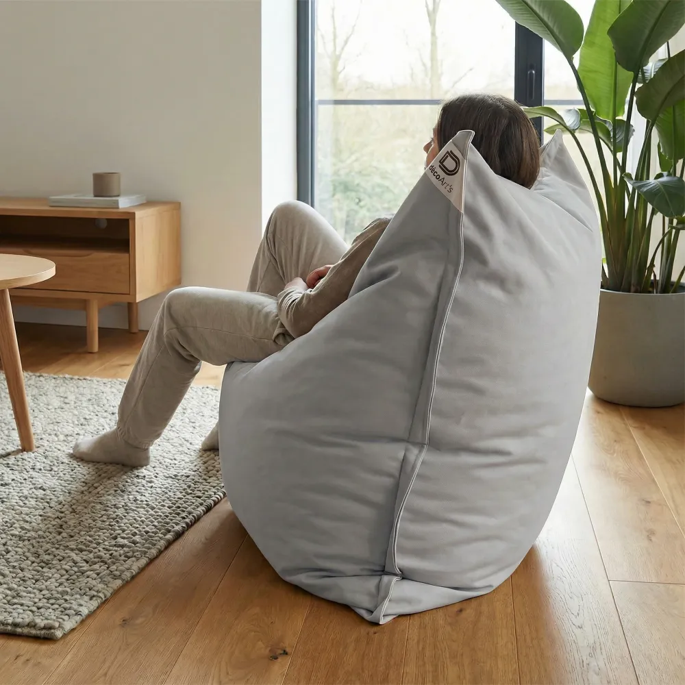 XXL-Riesen-Sitzsack 180x140 Kieselgrau - Wasserdicht & Abnehmbar (Schaumstoff)