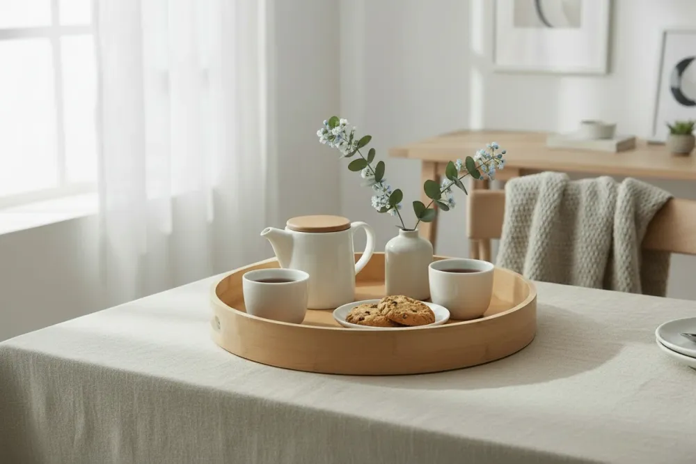 Cookinglife Servierplatte Bambus Rund ø 40 cm - Servieren von Gerichten und Getränken
