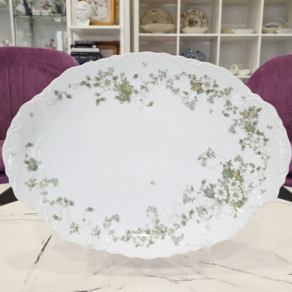 Große Hutschenreuther Porzellan Servierplatte mit grünen Blumen (39cm.)