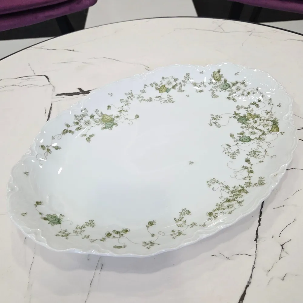 Große Hutschenreuther Porzellan Servierplatte mit grünen Blumen (39cm.)