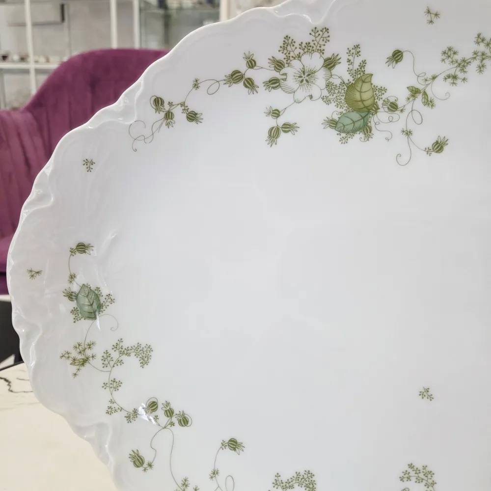 Große Hutschenreuther Porzellan Servierplatte mit grünen Blumen (39cm.)