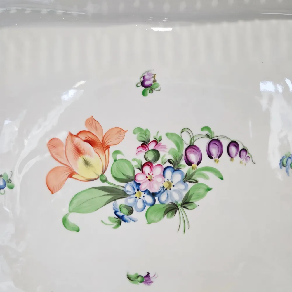 Herend große Servierplatte - handbemalt, durchbrochenes Muster (35,5cm)