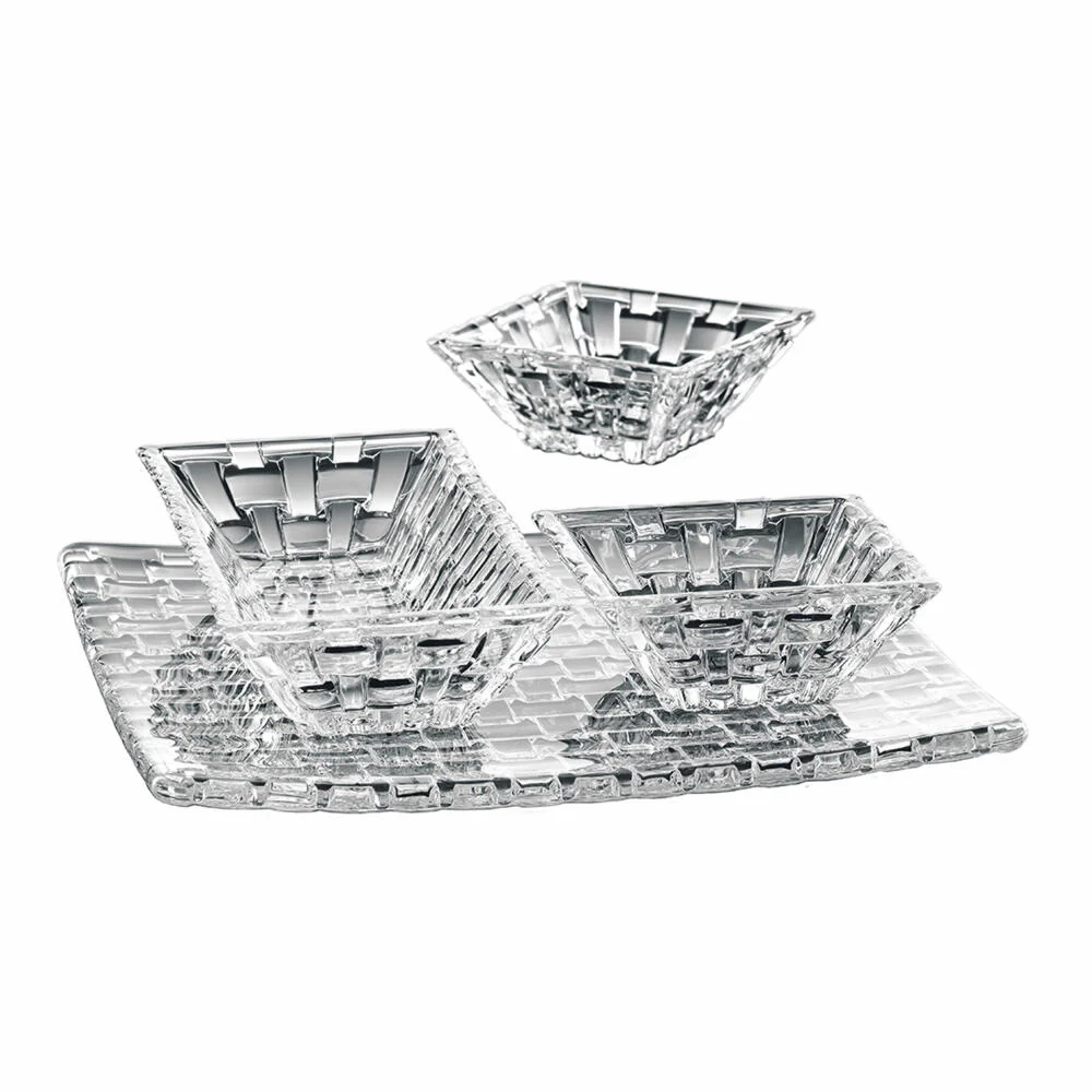 Nachtmann Bossa Nova Servierset, 4-tlg., Servierplatte, Platte, Dipschale, Schalen, Kristallglas, 0097633-0