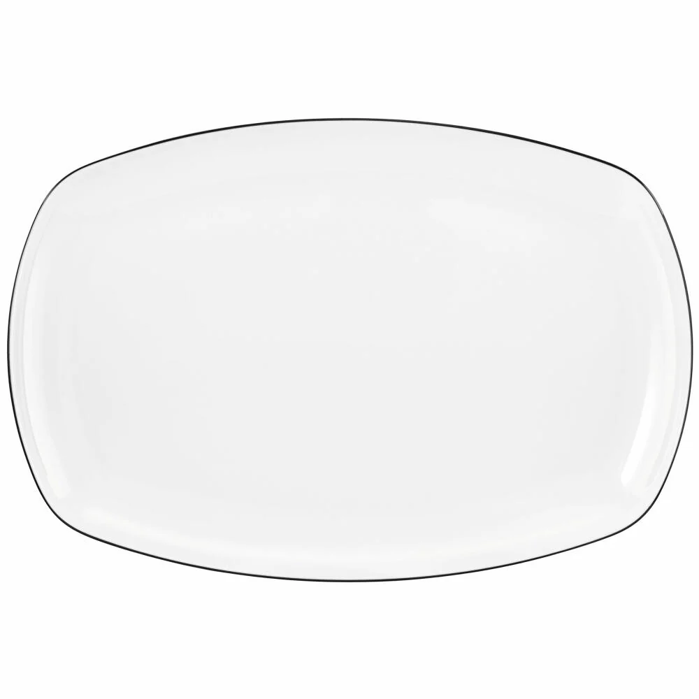 Seltmann Weiden Lido Platte Eckig, Servierplatte, Servierteller, Porzellan, Black Line, 35 x 23.7 cm, 001.755629