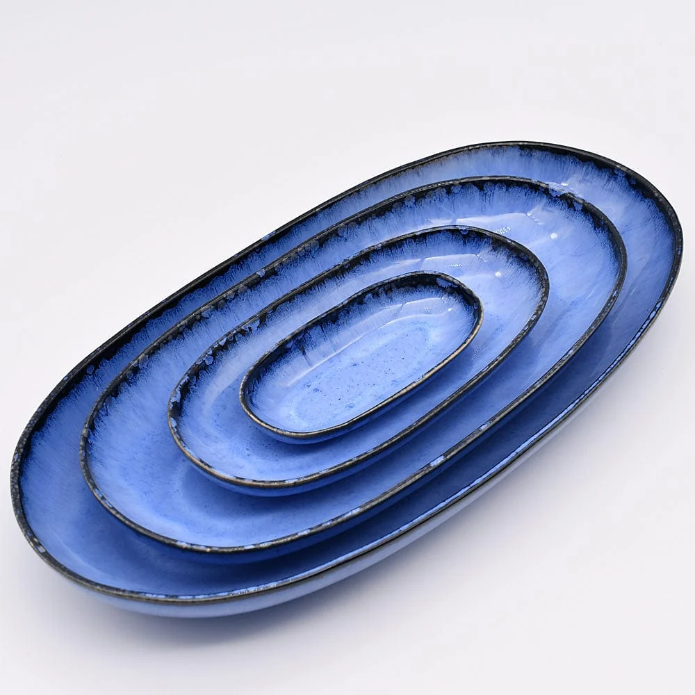 Servierplatte "Amazonia" aus Steingut, Blau - 15cm