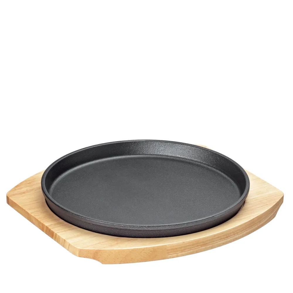Servierplatte rund mit Holzbrett