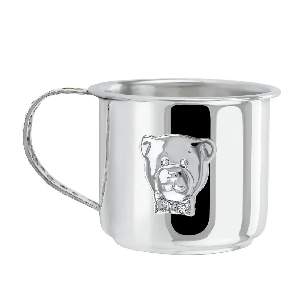 Baby Geschenkset aus 925 Silber mit Gravur - Löffel & Becher Bär-Junge