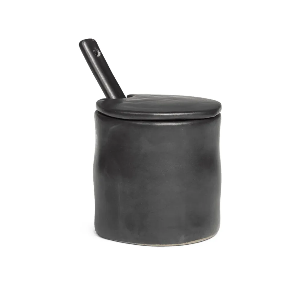 Behälter mit Löffel FLOW schwarz