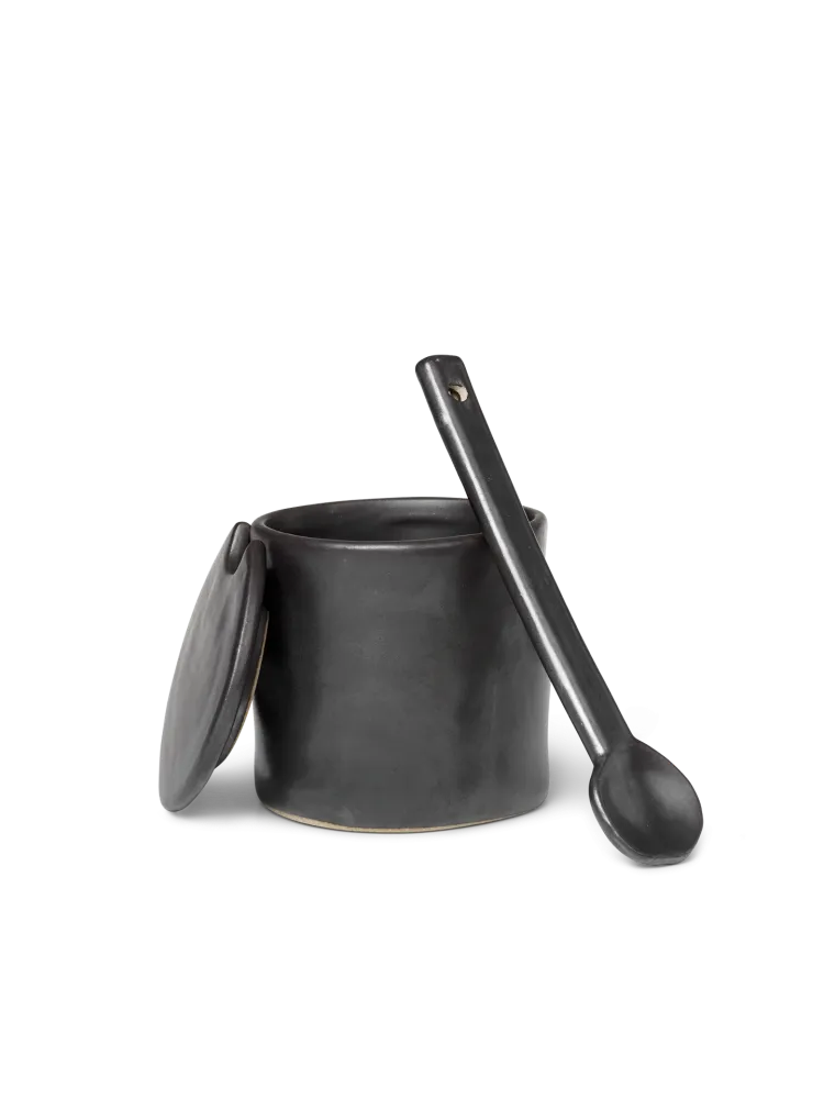 Behälter mit Löffel FLOW schwarz