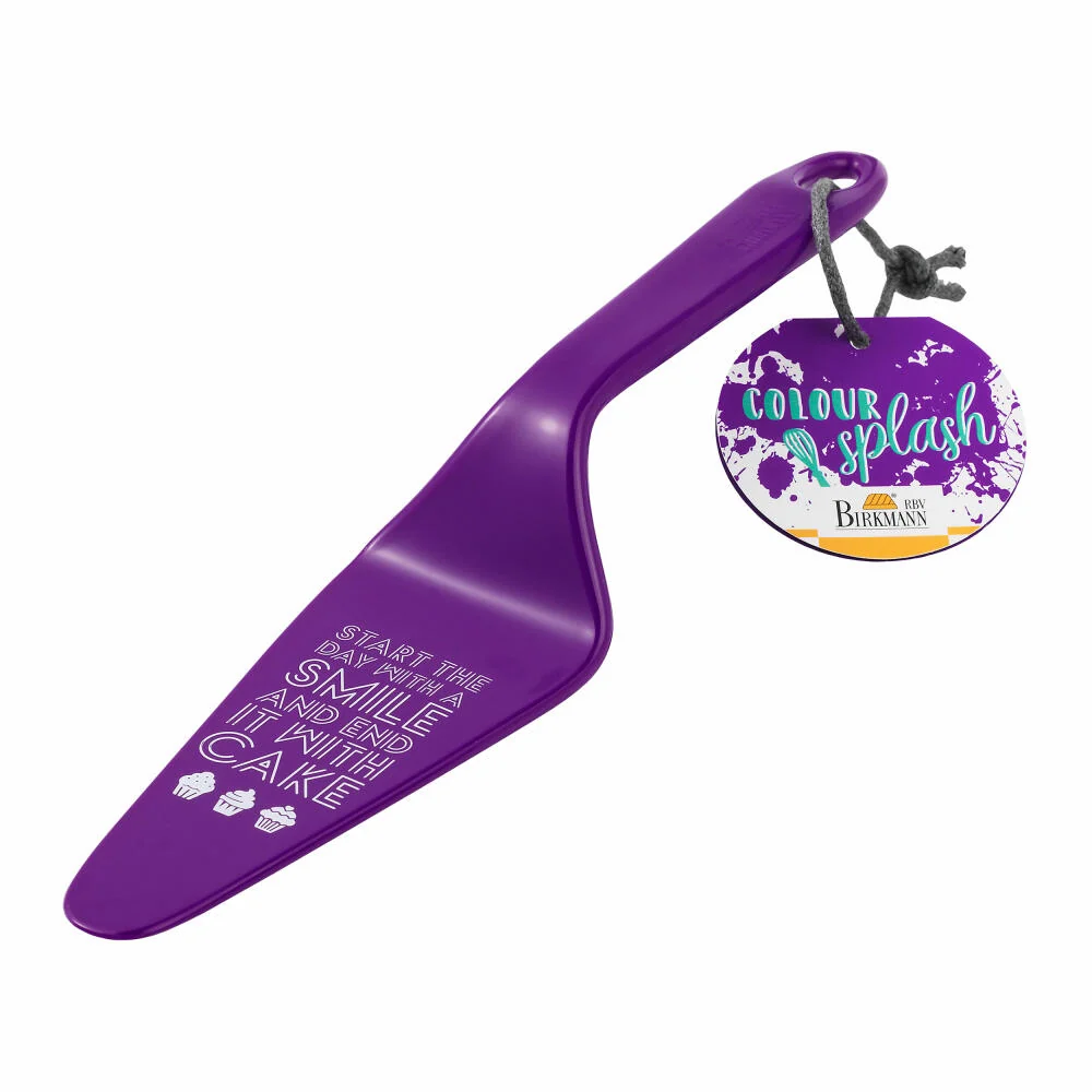 Birkmann Tortenheber Colour Splash, Kuchenheber, Backzubehör, mit Spruch, Kunststoff, lila, 26 cm, 429765