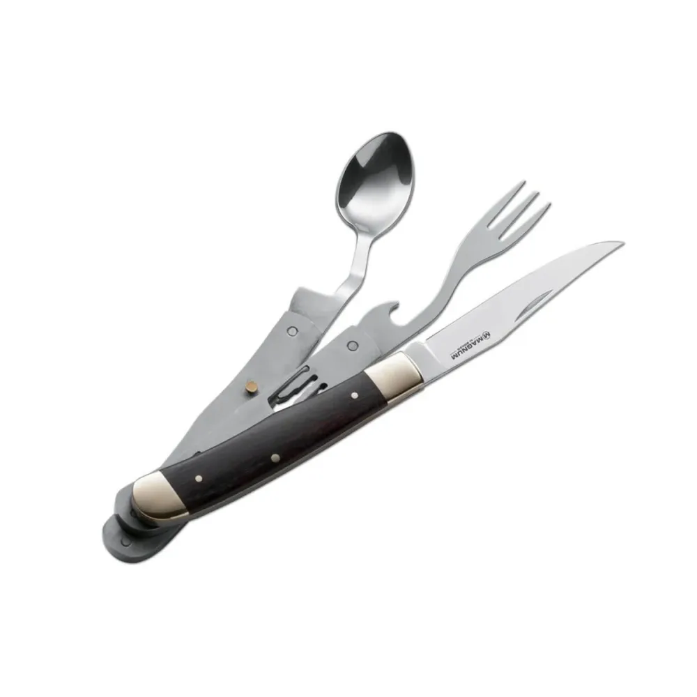 BÖKER Bon Appetite Taschenbesteck Messer Löffel Gabel 440A Stahl Holzgriff