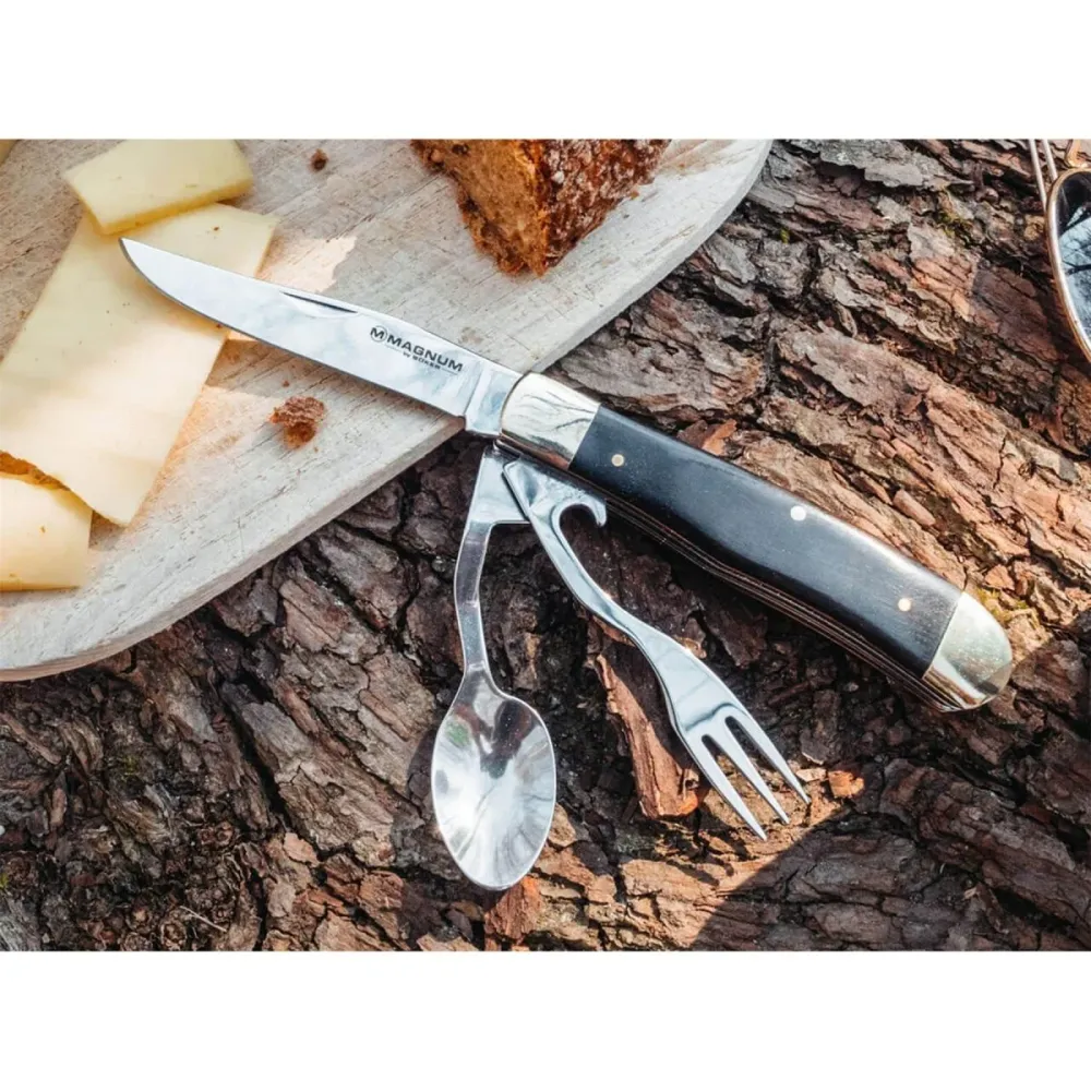 BÖKER Bon Appetite Taschenbesteck Messer Löffel Gabel 440A Stahl Holzgriff