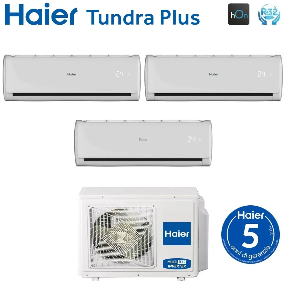 Climatizzatore Condizionatore Haier Trial Split Inverter serie TUNDRA PLUS 7+7+9 con 3U55S2SR3FA R-32 Wi-Fi Integrato 7000...
