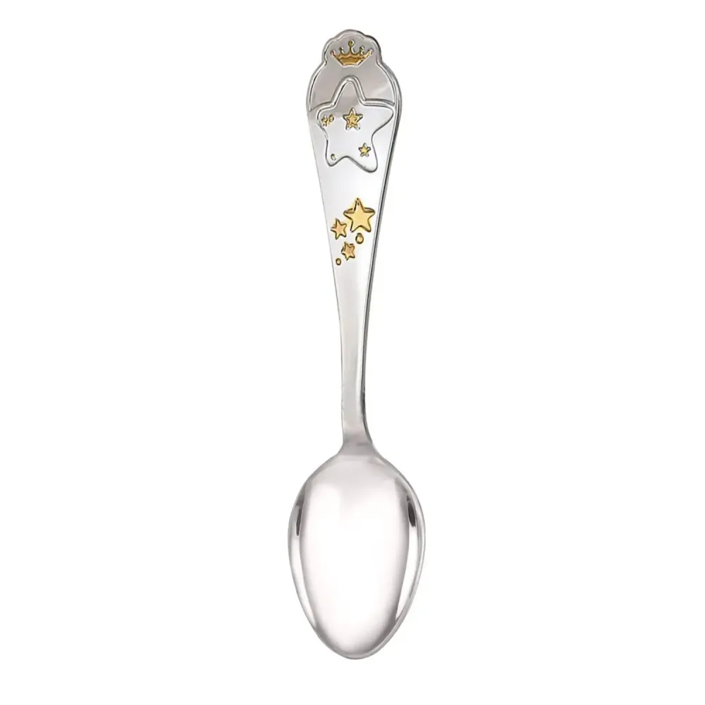 Geschenk zur Geburt 925 Silber 2-teilig Sterne vergoldet Becher & Löffel
