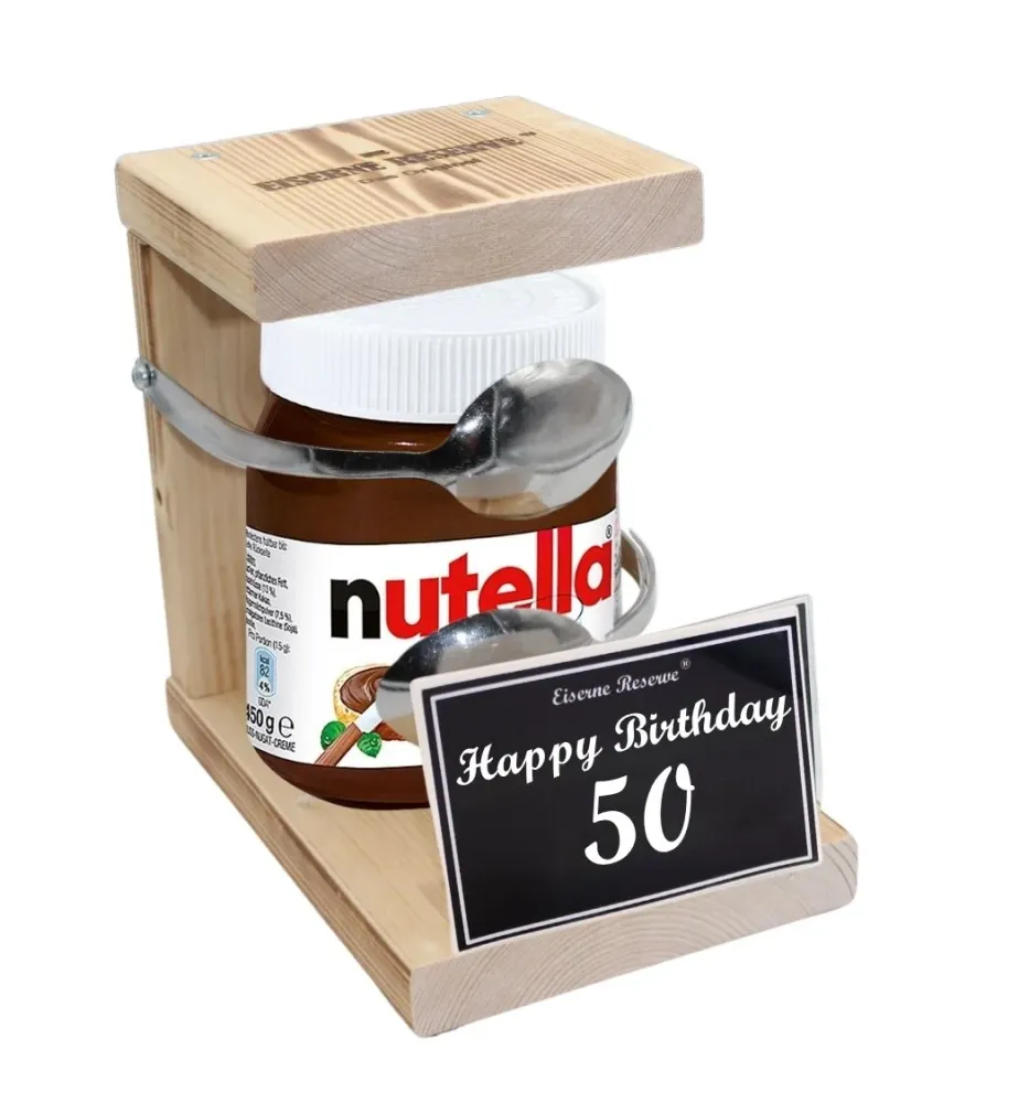 Happy Birthday 50 - Eiserne Reserve Löffel Nutella - Geburtstag - Nutella Geschenk