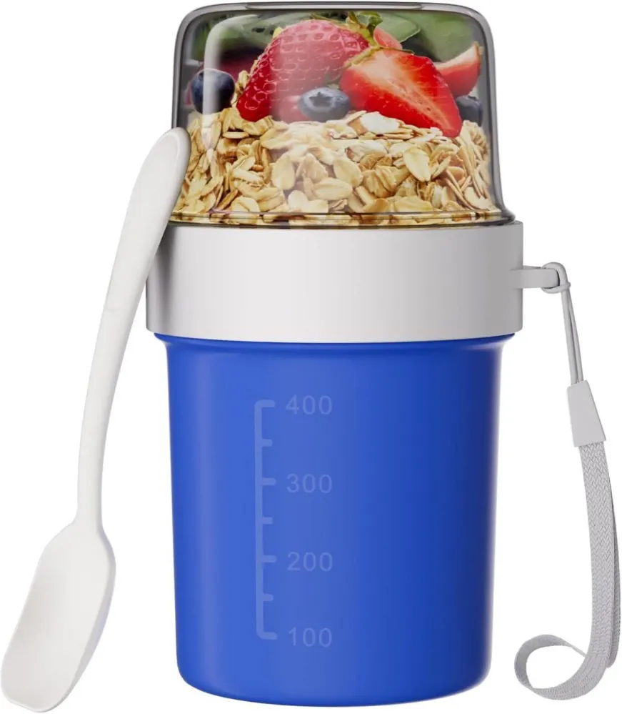Müslibecher to Go 2in1 Joghurtbecher mit Löffel 870ml