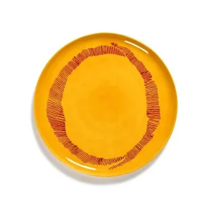 Ottolenghi Servierteller Teller gelb Swirl-Stripes rot FEAST Serax D35xH2cm