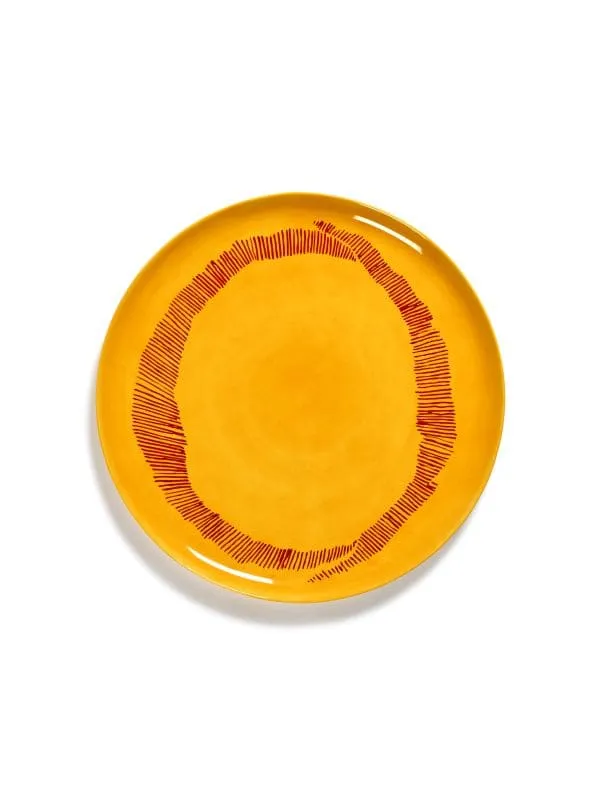 Ottolenghi Servierteller Teller gelb Swirl-Stripes rot FEAST Serax D35xH2cm
