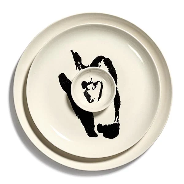 Ottolenghi Teller hoher Rand weiß Pfeffer schwarz FEAST Serax D22XH4cm