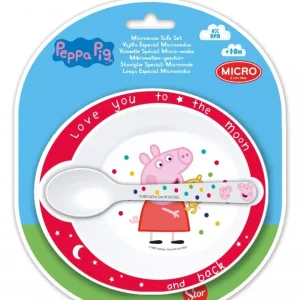 Peppa Pig Wutz Tiefer Suppen Teller Set Baby Löffel Kindergarten Kids 2Tlg