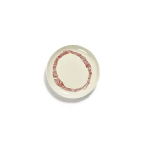 Serax FEAST Teller S weiß Swirl-Stripes rot von Ottolenghi D19xH2cm