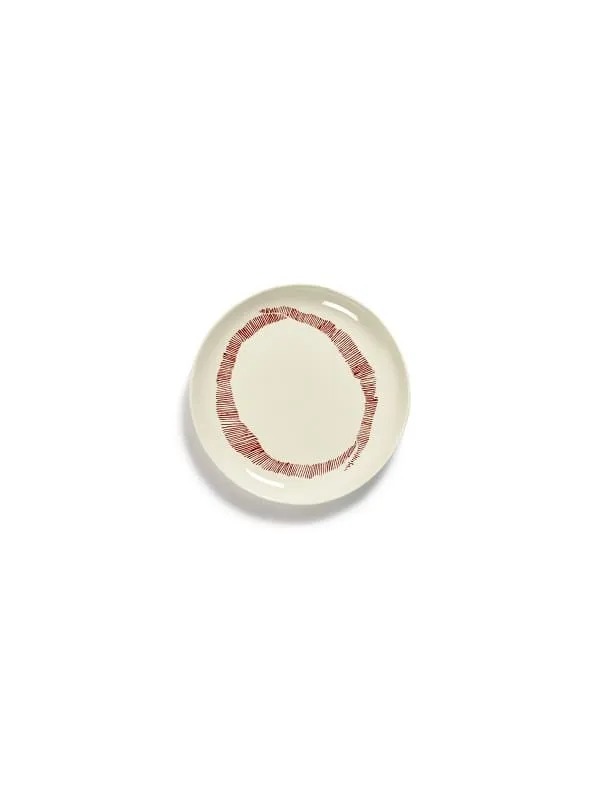 Serax FEAST Teller S weiß Swirl-Stripes rot von Ottolenghi D19xH2cm