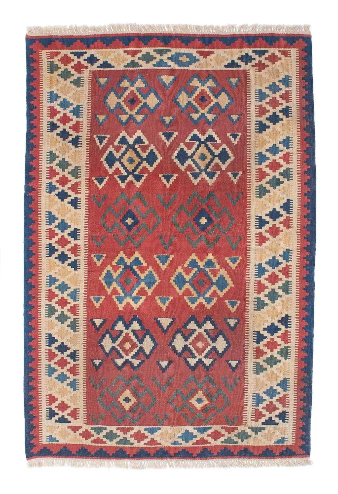 Kelim Teppich - Oriental 156 x 105 cm - dunkelrot