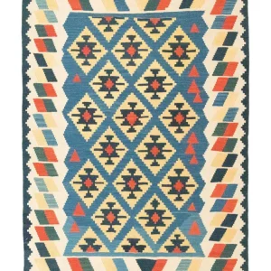 Kelim Teppich - Splash 205 x 156 cm - blau