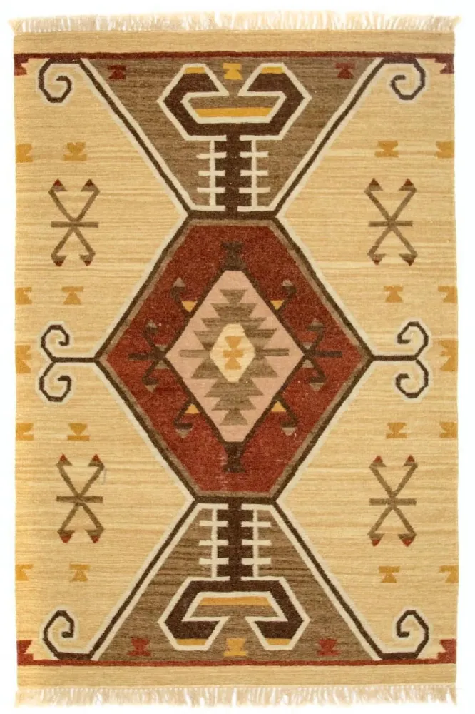 Kelim Teppich - Trendy 187 x 126 cm - gelb