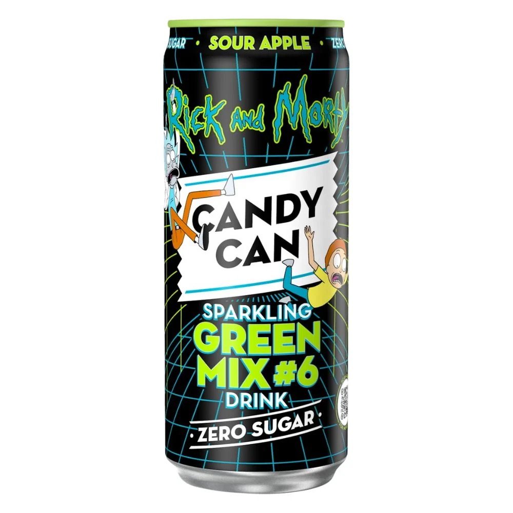 Candy Can Green Mix Rick and Morty, kohlensäurehaltiges Getränk mit saurem Apfelgeschmack, 330ml