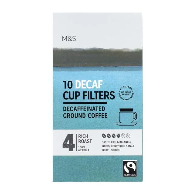M & S Fairtrade Decaf eine Tasse Kaffeefilter 10 pro Pack
