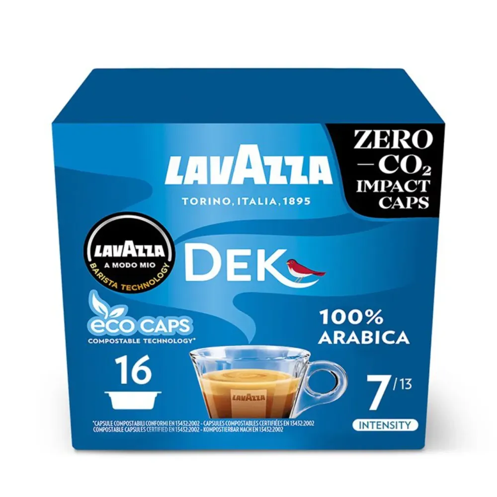Lavazza modo mio Eco Caps Kompostierbare Dek Cremoso -Kaffeekapseln 16 pro Pack