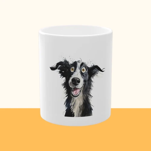 Weiße Tasse "Funny Border Collie"