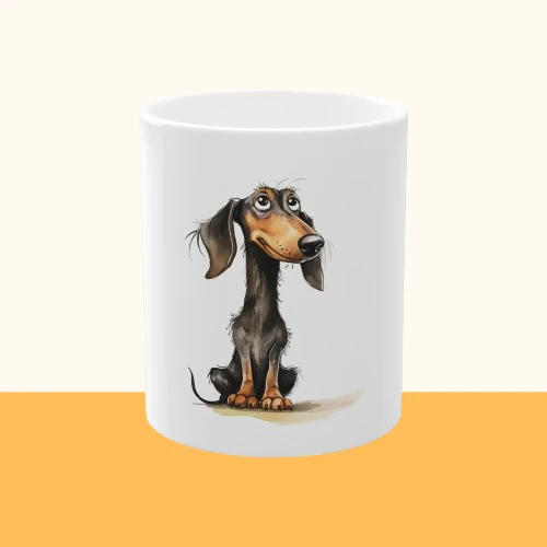 Weiße Tasse "Funny Dachshund"