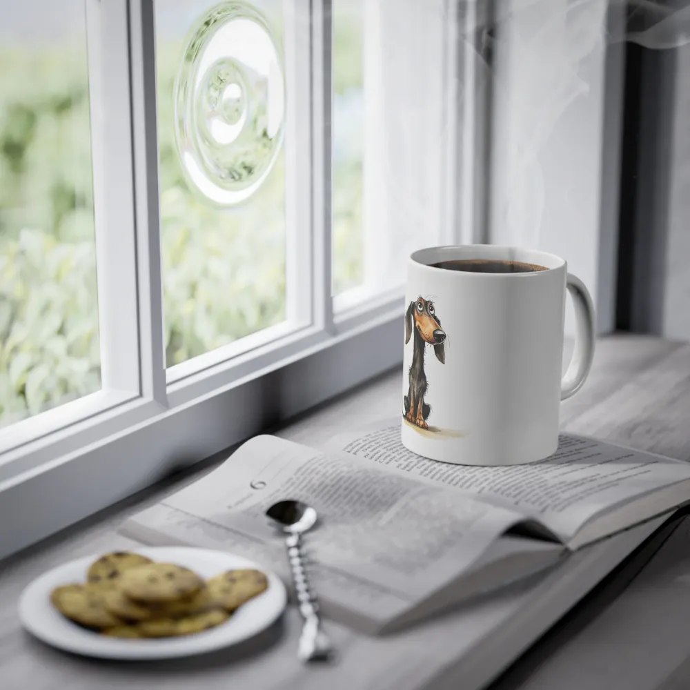 Weiße Tasse "Funny Dachshund"