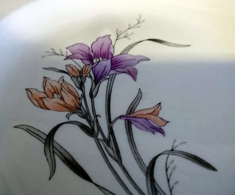 2er Set DESSERTTELLER - Keramik / Steingut, Flora Blumen Blüten Pflanzen Motiv Dekor