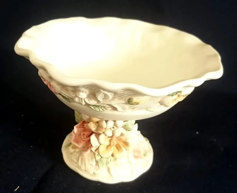 2er Set EISDESSERT BECHER - Keramik / Steingut, Jugendstil Blumen Blüten Strauß Flora Relief Design Dekor