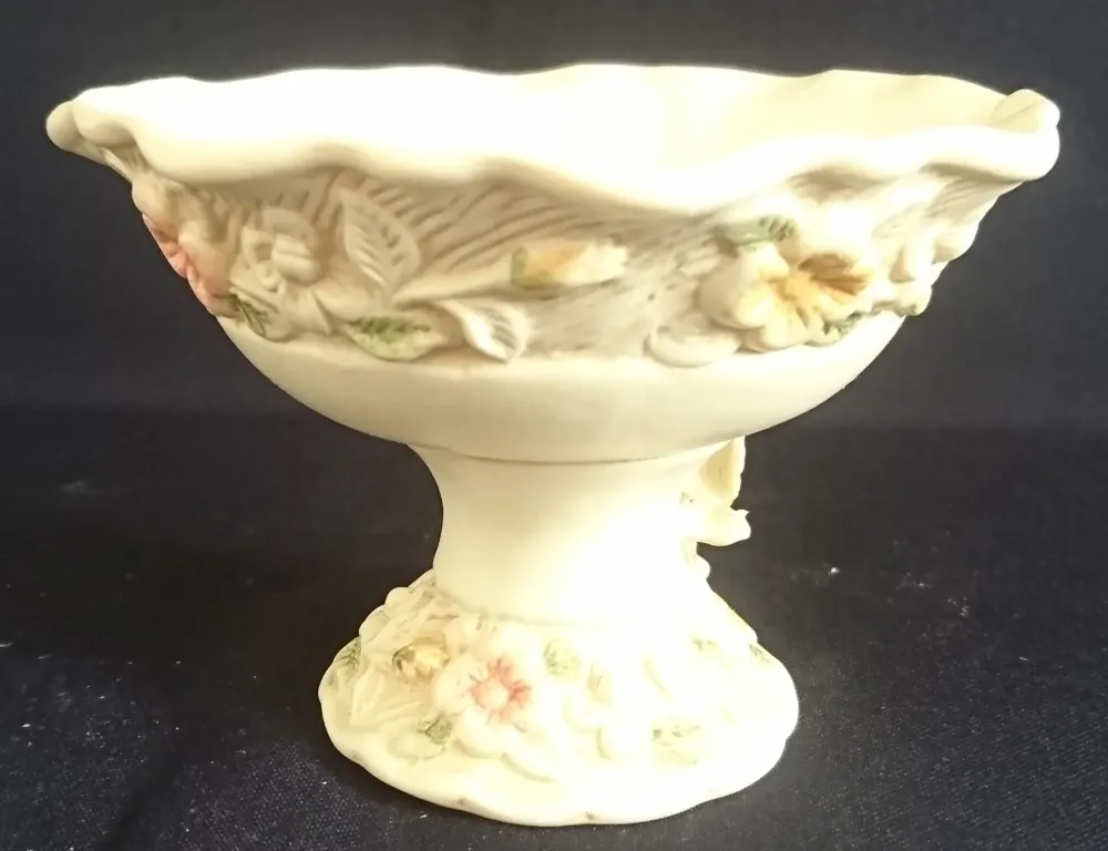 2er Set EISDESSERT BECHER - Keramik / Steingut, Jugendstil Blumen Blüten Strauß Flora Relief Design Dekor