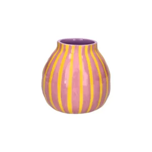 Artisan, Vase, gestreift, S, rosa/gelb