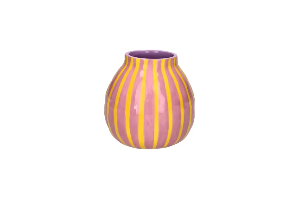 Artisan, Vase, gestreift, S, rosa/gelb
