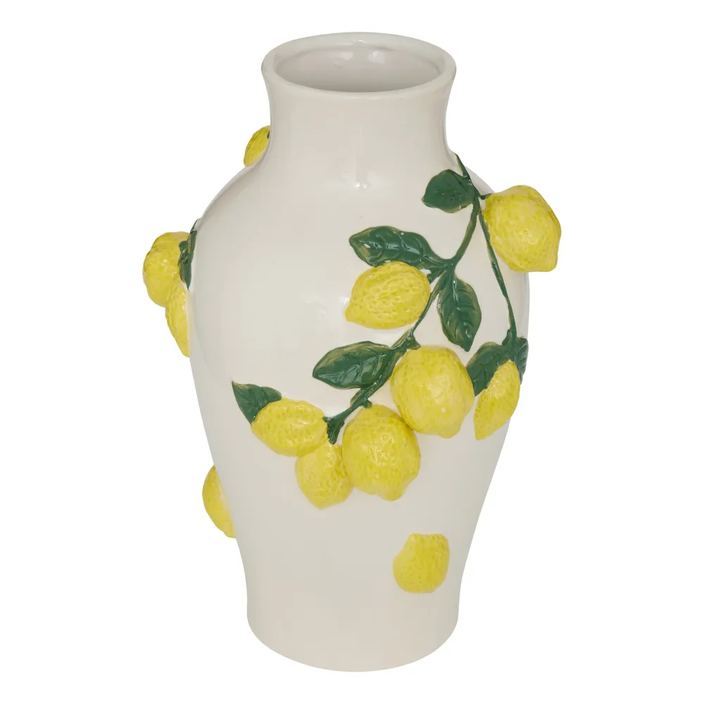 Atmosphera Fruity Keramikvase – 23 x 20 x 33 cm – Beige/Gelb